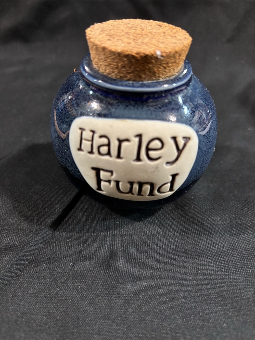 HARLEY FUND MINI JAR W CORK LID MAGNET WHAT A CONCEPT VINTAGE ORIG OWNER